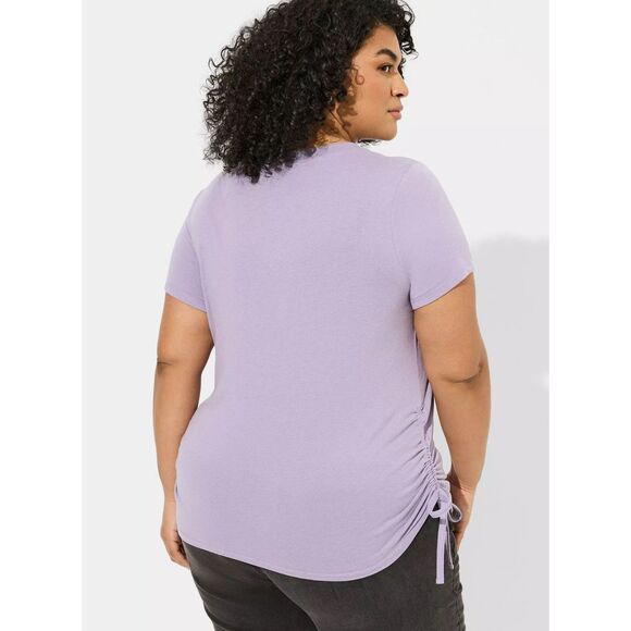 NWT Torrid 2X Kuromi & My Melody by Sanrio Purple Slim Fit Embroidered Cinch Tee - Picture 3 of 9